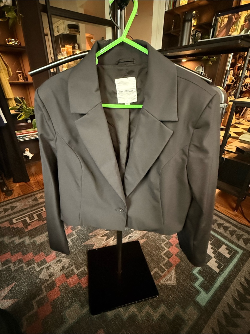 Avec Les Filles Black Cropped Blazer